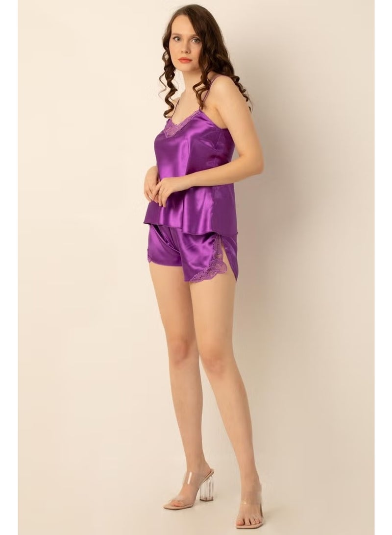Miorre Doremi Guipure Slit Satin Shorts Set - Image 3